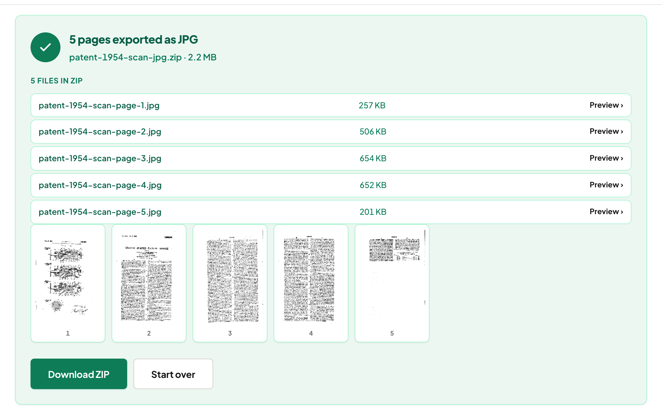 PDF to JPG with a patent scan rendered to page images
